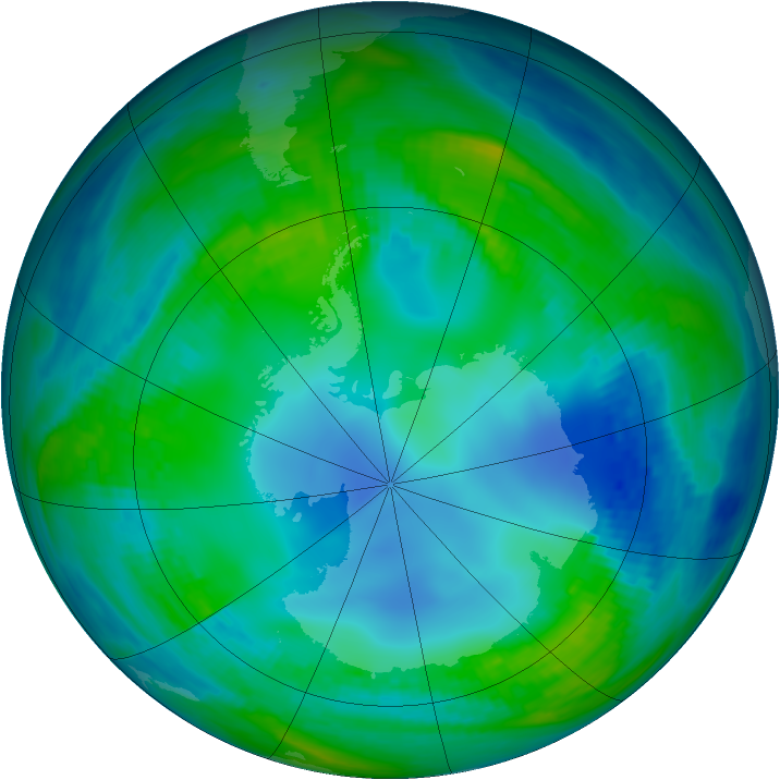 Antarctic ozone map for 15 May 1987